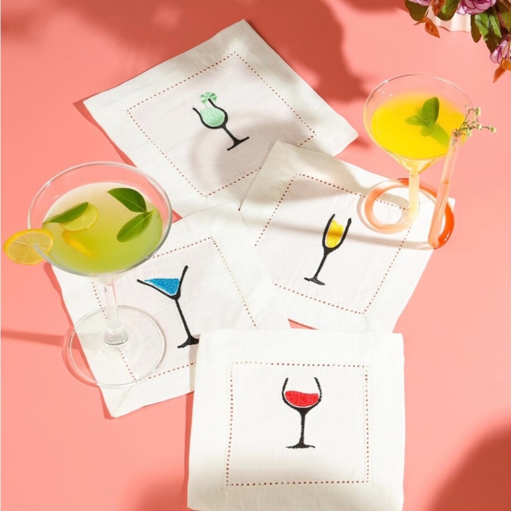 Fantastic embroidered  cocktail napkins! Brand new without tags. Set of 4.